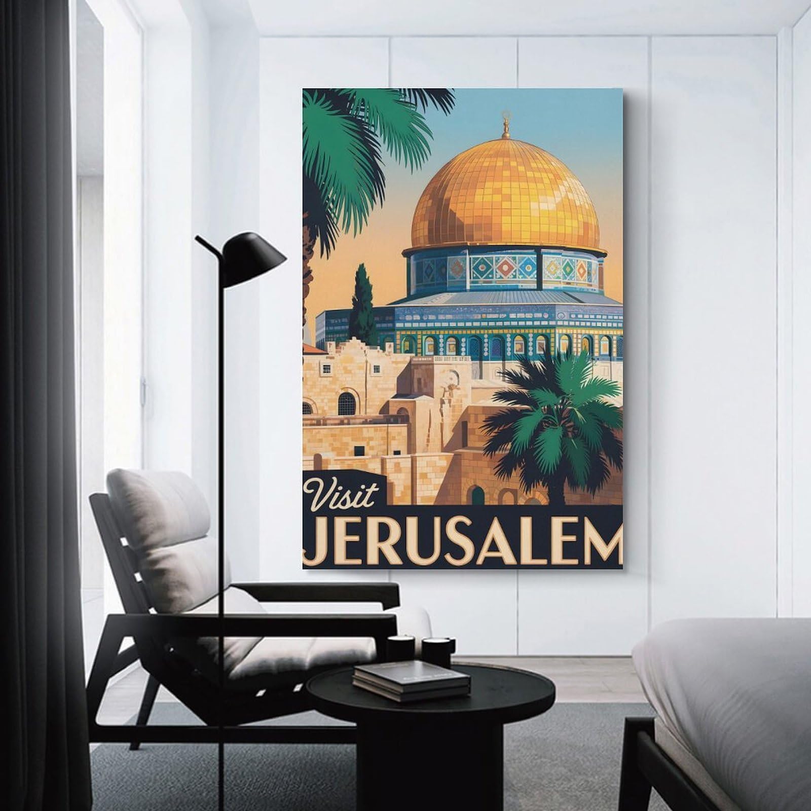 Junmoney Room Decor Wall Art Visit Jerusalem Travel (2), 20x30inch(50x75cm), for Home Lounge, Bedroom Or Reading Nook, Eye Catching Artwork for Blank Walls