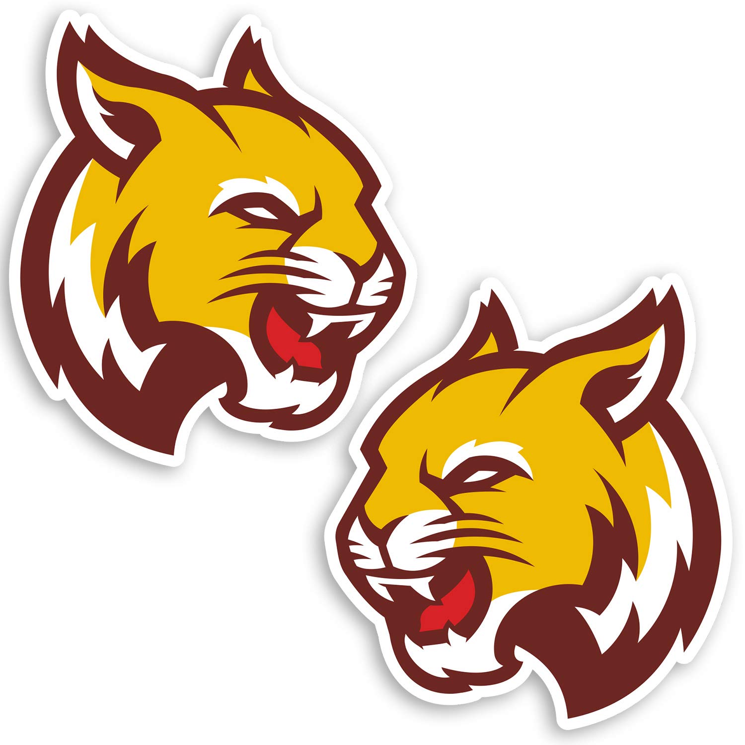 Destination Vinyl Ltd Multi 2 X 10Cm Wildcat Lynx Bobcat Cougar Vinyl Stickers - Big Cat Wild Sticker #34662 (10Cm Tall)