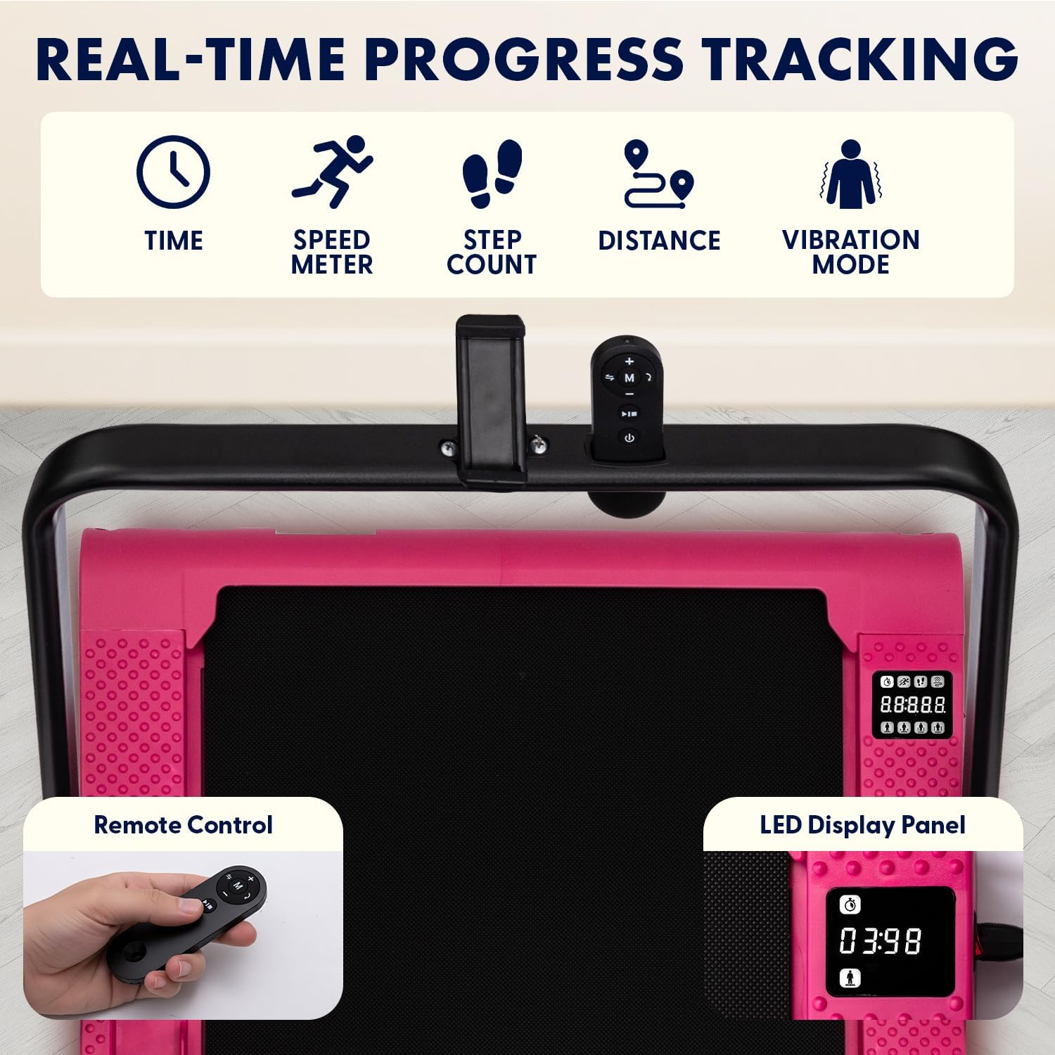 Real-time progress tracking with LED display panel and remote control