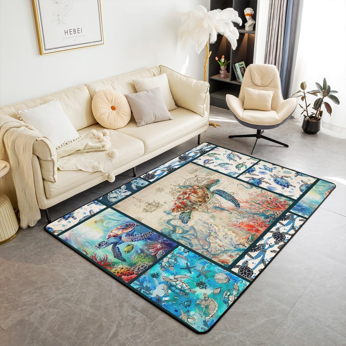 Erosebridal Kids Capybaras Area Rug 5x7 Cartoon 3D Animal Indoor Floor Mat Funny Rodent Animal Rug for Teens Girls Boys,Galaxy Starry Moon Decorative Washable Rug for Capybara Lovers,Non Shedding