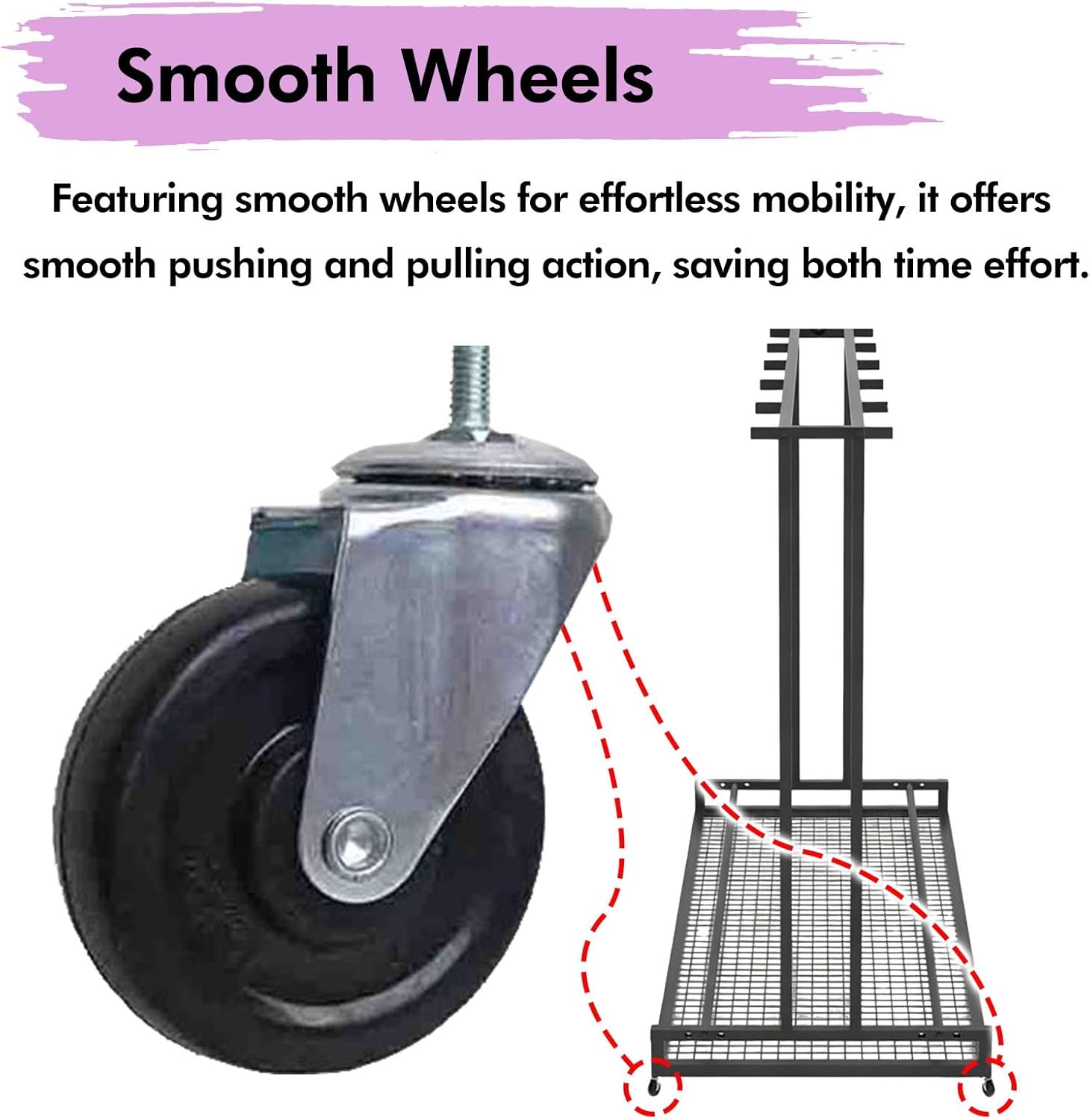 SRNSAEB Commercial/Home Snowboard Storage in A Garage, Freestanding & Movable Ski Organizer Rack with Wheels, Heavy-Duty Skateboard Display Stand Holder(Width 35cm (13 4/5"))