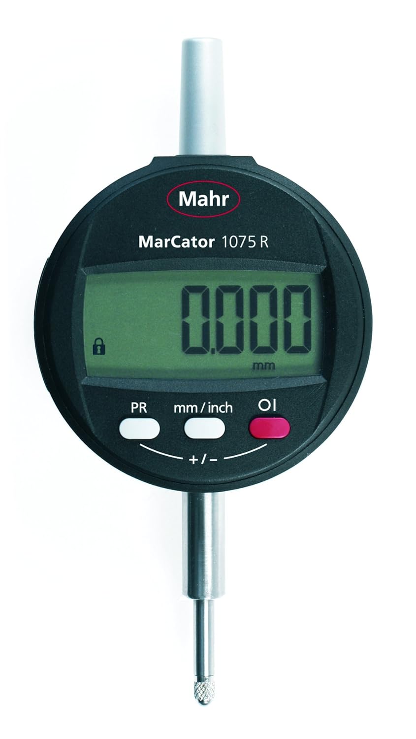 Mahr Federal 4336010 1075 R Reference Digital Indicator, MarConnect Data Output, 0" - 0.5" (0-12.5 Millimeter) Range, 0.0005" (0.01 Millimeter) Resolution, 8 Millimeter Stem, Black