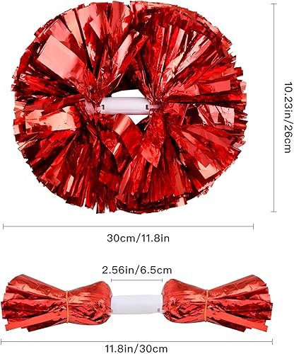 Miniatura 3 de Supkiir 4 pompones de animadora para disfraz de animadora para mujer, 2 pares de pompones de animadora para niños y niñas, juegos deportivos