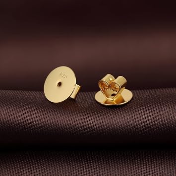 Earring Back for Studs 925 Sterling Silver Hypoallergenic Locking Flat Replacement Backs