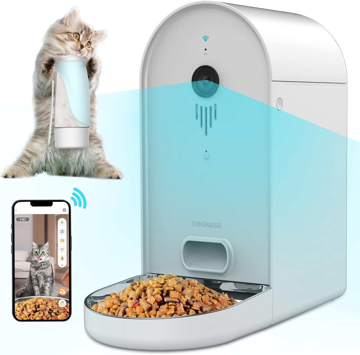 DOGNESS Automatic Cat Feeder with 1080P Camera, APP Control
