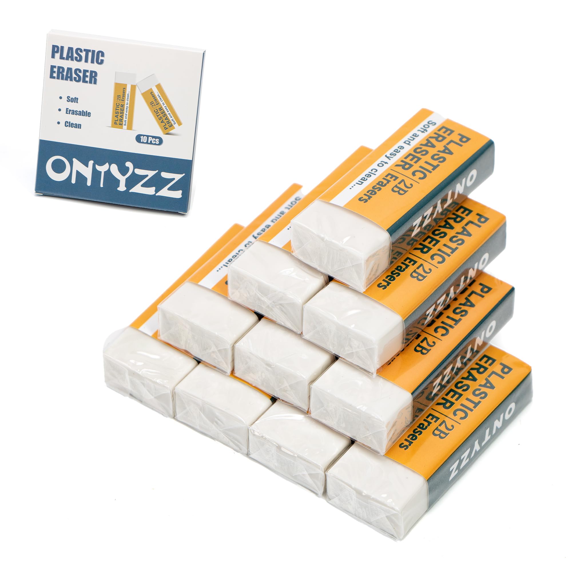 ONTYZZ 10 Pcs White Erasers Soft Art Erasers Large White Eraser for Office Writing Drawing