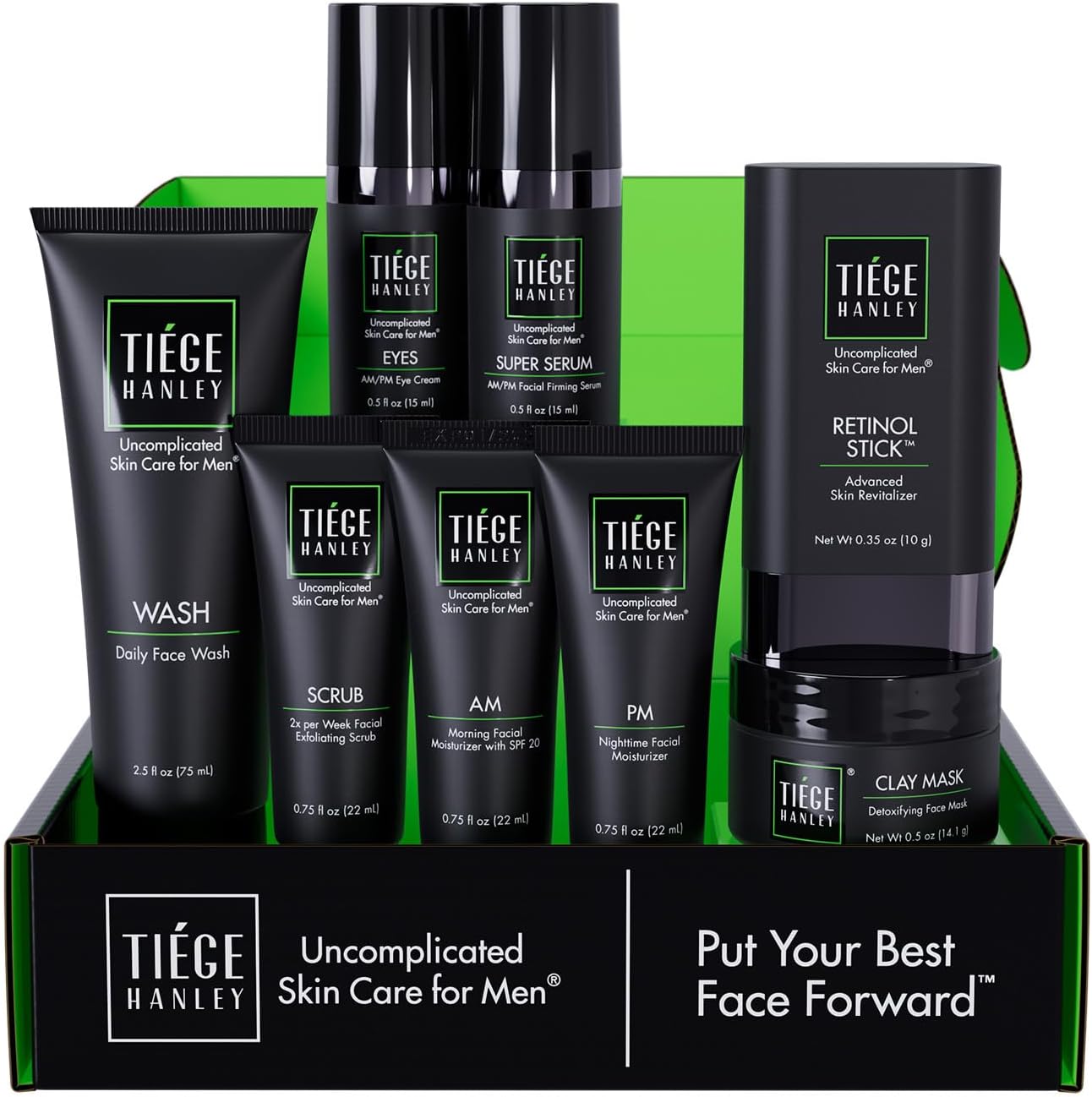Tiege Hanley Huidverzorgingsset voor heren, verjongingsroutine (systeemniveau 5) – gezichtswas, scrub, vochtinbrengende crème, oogcrème, serum, kleimasker, retinolstick en PM vochtinbrengende crème Tiege Hanley Huidverzorgingsset voor heren, verjongingsroutine (systeemniveau 5) – gezichtswas, scrub, vochtinbrengende crème, oogcrème, serum, kleimasker, retinolstick en PM vochtinbrengende crème