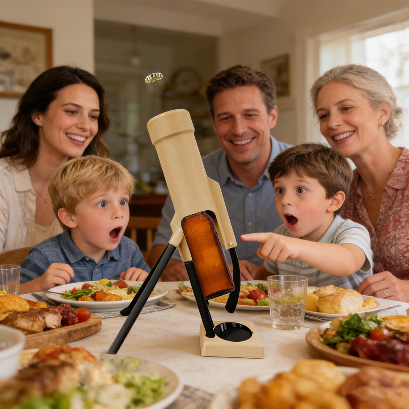Abridor de botellas de cerveza, lanzador automático de tapas de alta resistencia, abridor manos libres para cervezas y refrescos, ideal para el hogar, bar, fiesta, camping, diseño de 51 mm
