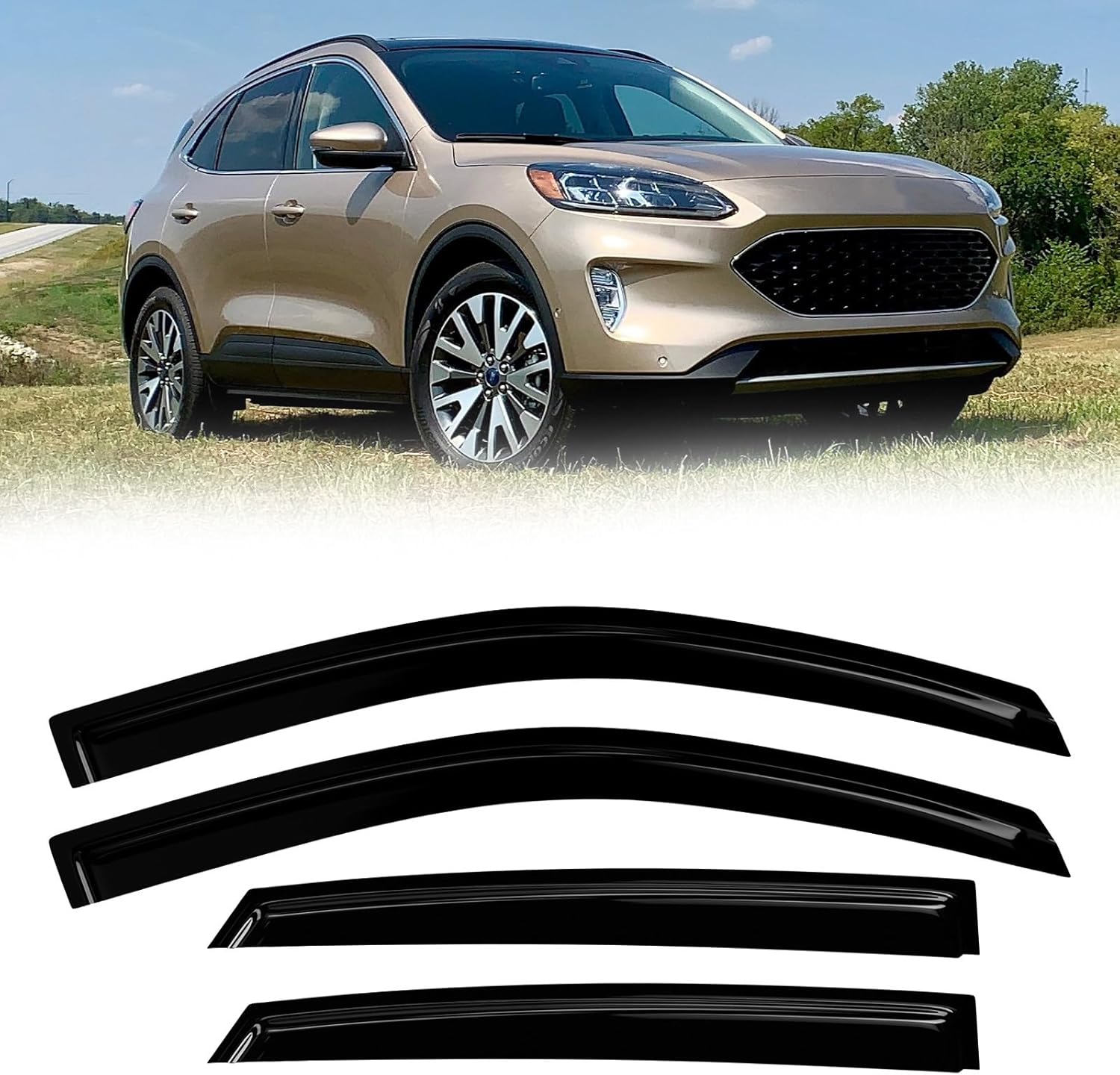 Window Rain Guards Compatible 2013-2018 Nissan Altima 4PC Window Visors Vent Shade Deflector Tape On