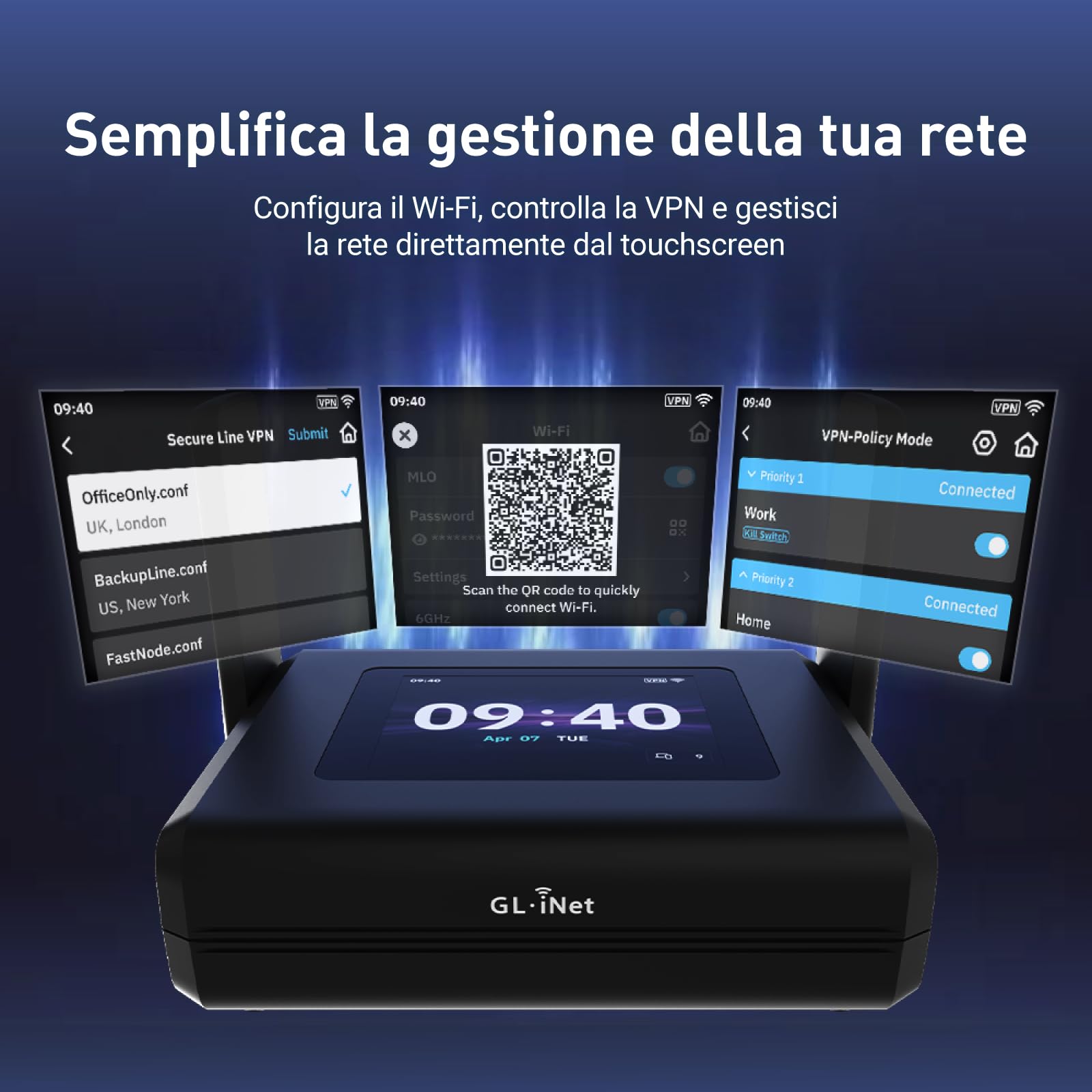 GL.iNet Slate 7 Pro (GL-BE10000) Router Wi-Fi 7 Viaggio 6GHz 2,5G OpenWrt | Wi-Fi 7 tri-band con 6GHz 5764Mbps, MLO mantiene stabili le videochiamate in hotel e aeroporti affollati