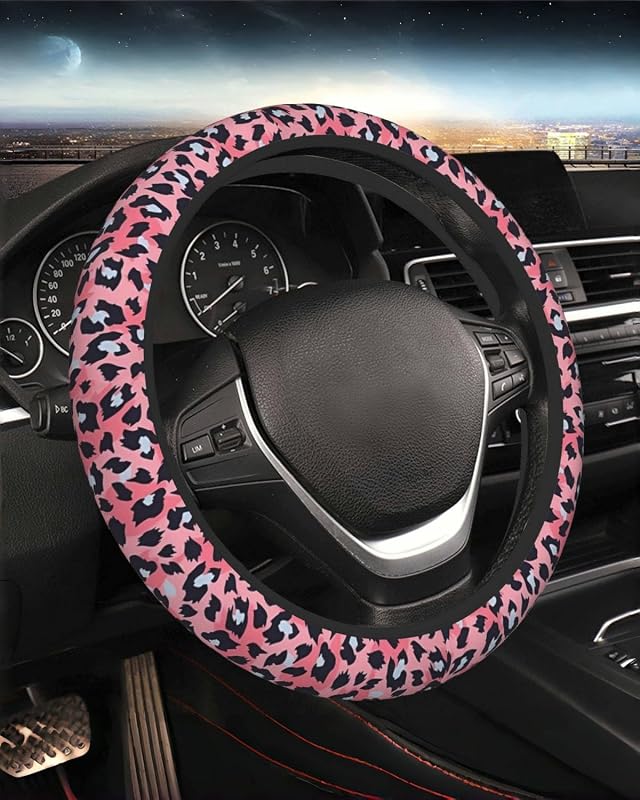 Capa para volante de neoprene KWSAAHU Pink Small Panther para carros, SUVs, vans e caminhões 36,8–39,4 cm