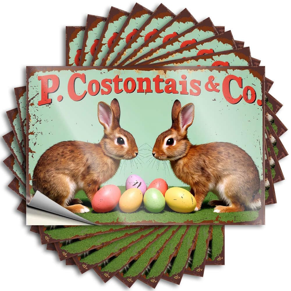 Outdoor Pool Decor Tattoo Tumbler | Easter Bunny Eggs P. Costontais & Co. Tall Comfort Sticker Pack(6X9CM)