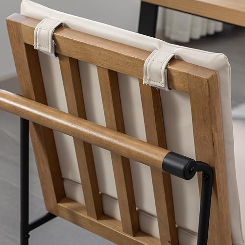 Miniatura 4 de Juego de 2 sillas de comedor modernas, tapizadas de piel sintética con marco de metal, cómodas sillas auxiliares de mediados de siglo para comedor,