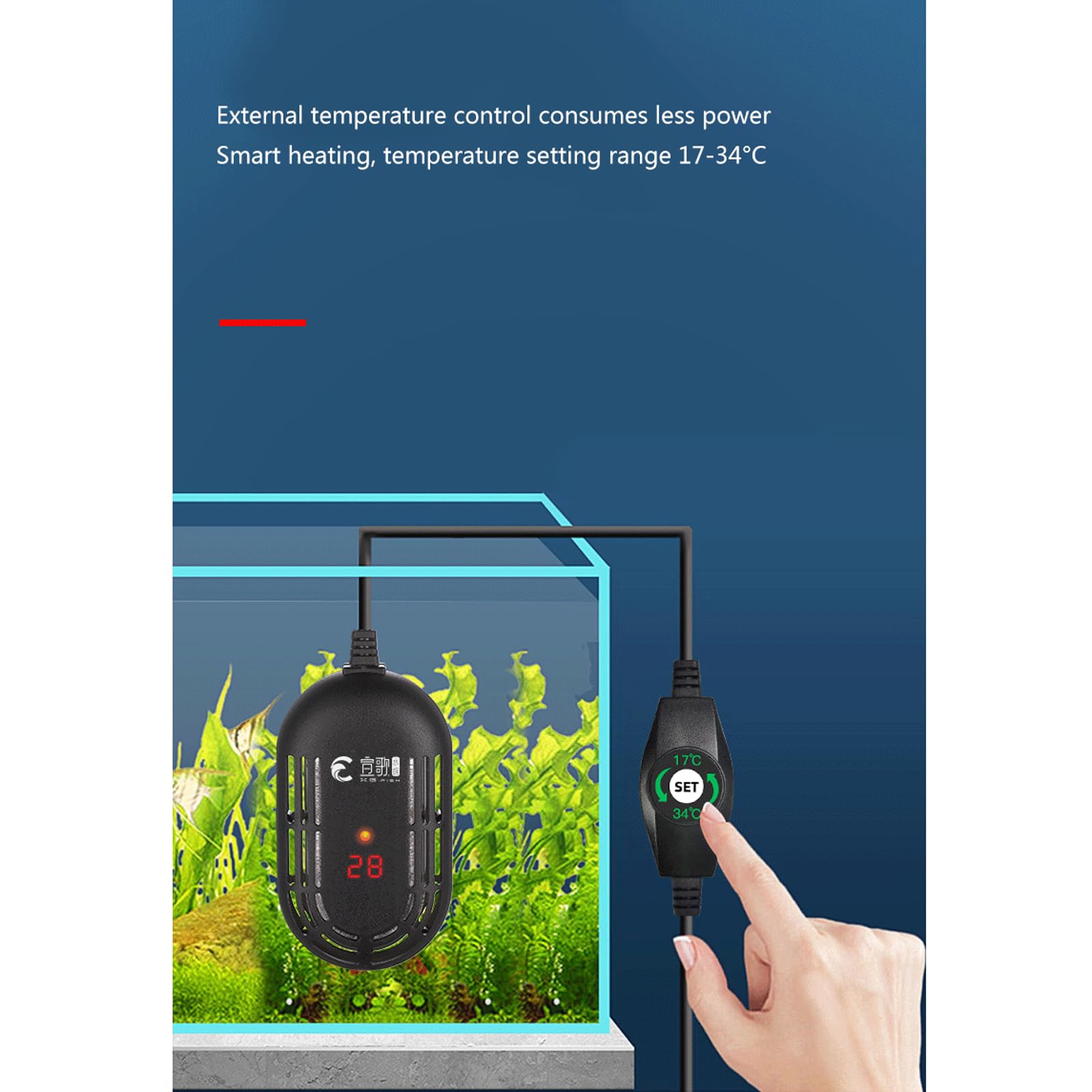 Asta riscaldante per Acquario Asta riscaldante per Acquario per Tartarughe a Temperatura costante Automatica a Prova di Esplosione Riscaldatore per Acquario di Piccole Dimensioni, 50W (50W)