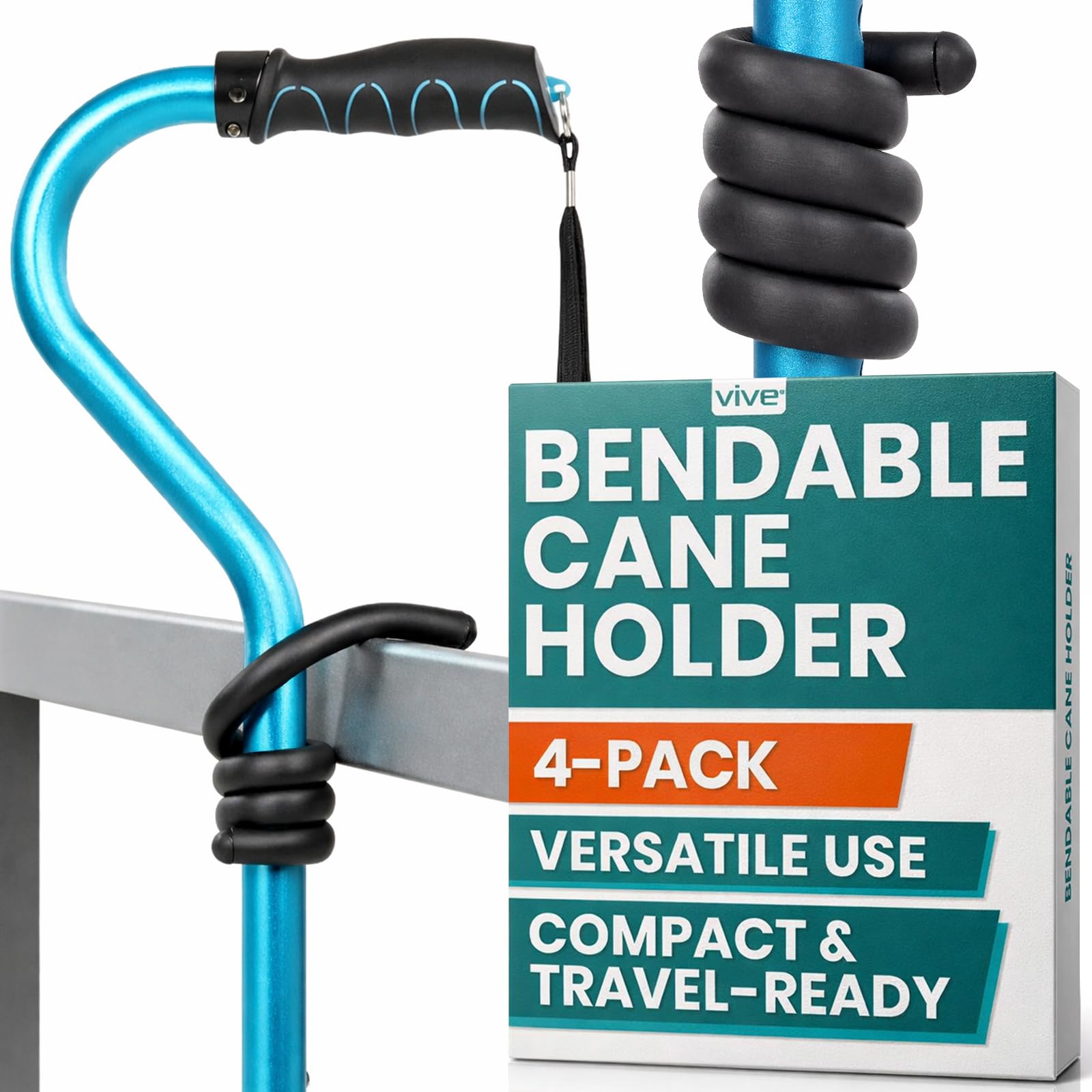 Amazon.com: Vive Bendable Cane Holder 4 Pack - Flexible Walking