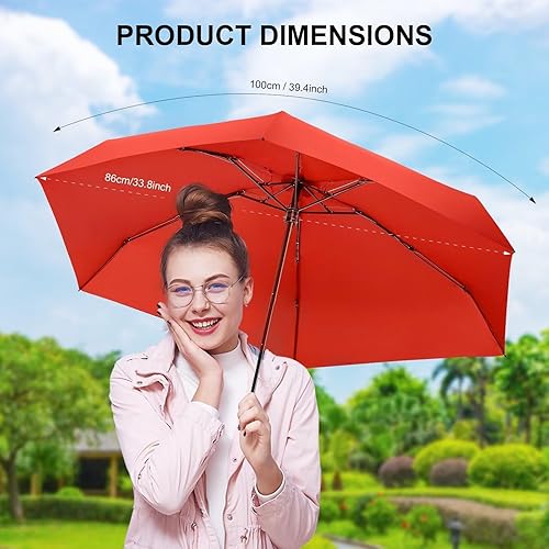 Miniatura 2 de LEAGERA Compact Travel Umbrella with Case - Mini Umbrella for Purse, Small Lightweight &Tiny Design Perfect for Parasol Outdoor Sun&Rain Umbrellas,