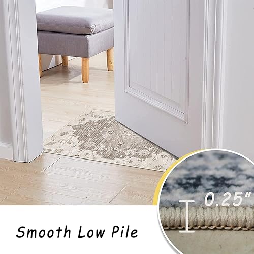 Miniatura 6 de Alfombra de pasillo lavable a máquina, 2 x 8 pies, alfombra de entrada para pasillo, alfombra bohemia de inspiración vintage, marfilenvejecido