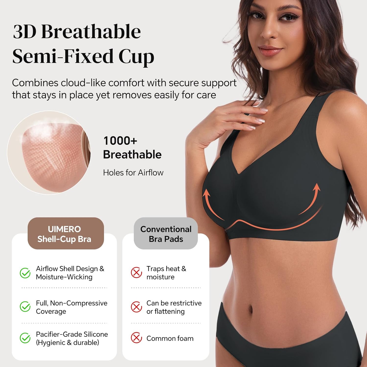 UIMERO Bras for Women No Underwire, Seamless Supportive Wireless Bra, Minimizer Womens Bras, Full Coverage T-Shirt Bra - Image 2