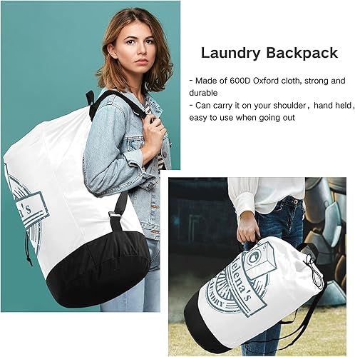 Miniatura 6 de Bolsa de lavandería personalizada, lavable, lo suficientemente grande, organizador de ropa sucia para la universidad, viajes, campamento, artículos