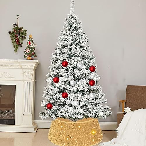 Miniatura 4 de Christmas Tree Collar 23.6 Inches Sequin Christmas Tree Skirt, Double-Layer Glitter Velvet Tree Skirt, Christmas Tree Base Cover Luxury Xmas Tree