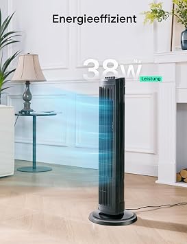 Pelonis Kule Fan, Sessiz Çalışma, 3 Hız Ayarı, Zamanlayıcı, 60° Salınım