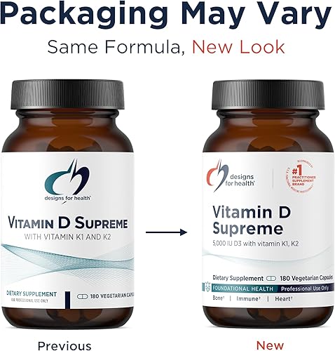 Vista 16 de Designs for Health Vitamina D Supreme – Vitamina D 5000 UI con 2000 mcg de vitamina K como MK4 para la salud ósea, la salud del corazón y el apoyo