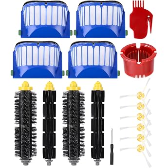 Replacement Brushes for iRobot Roomba 600 Series 605 606 610 615 616 620 621 625 630 631 632 650 651 653 655 660 670 671 676 680 1Filter 1Filter 1Part Kit 17 Pieces