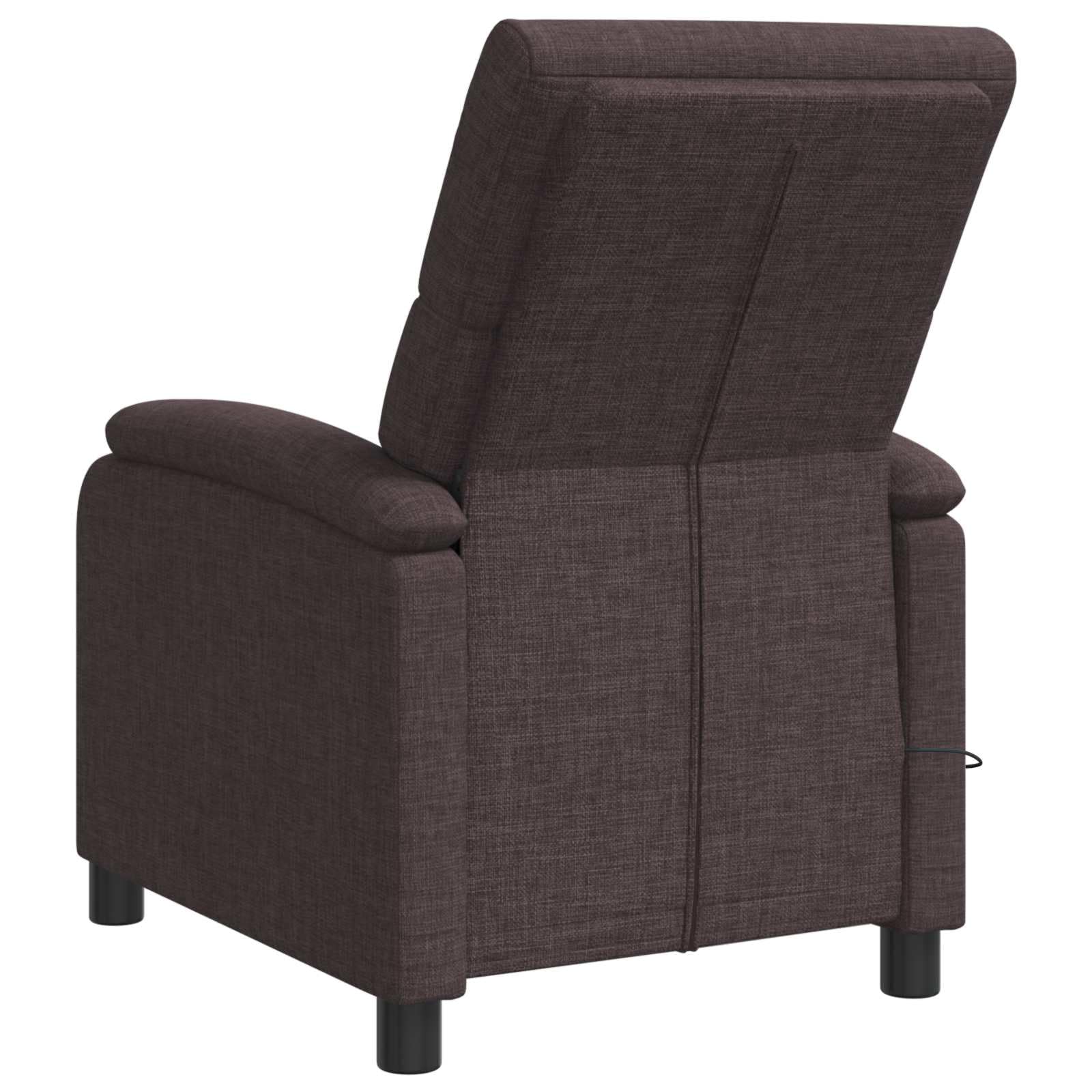 Poltrona relax in tessuto marrone scuro, regolabile da 115 a 160 gradi, con