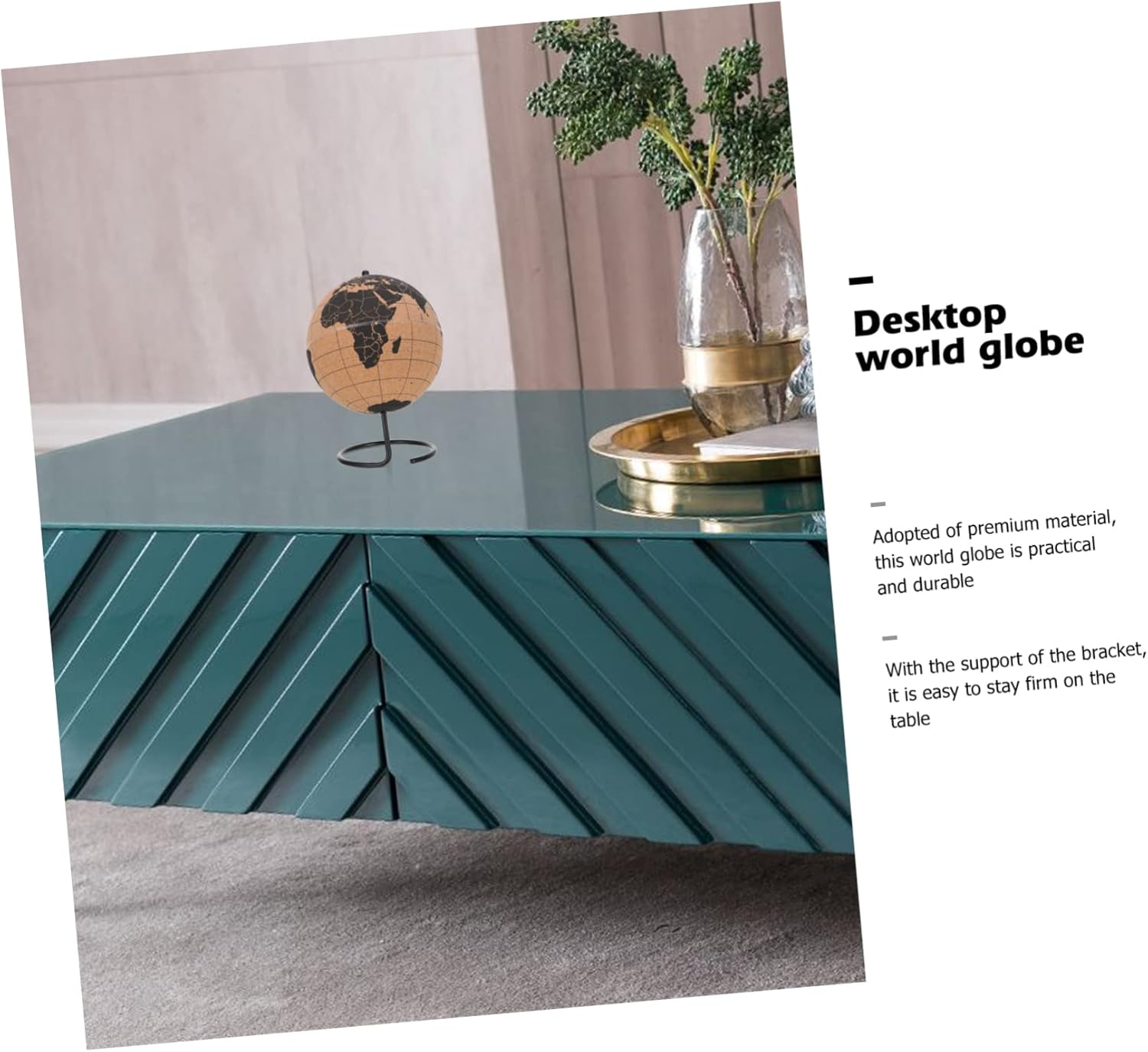 Decorative Cork World Globe for Office Desktop Premium Tabletop Ornament for Travel Planning Business Brainstorming and Learning Tool