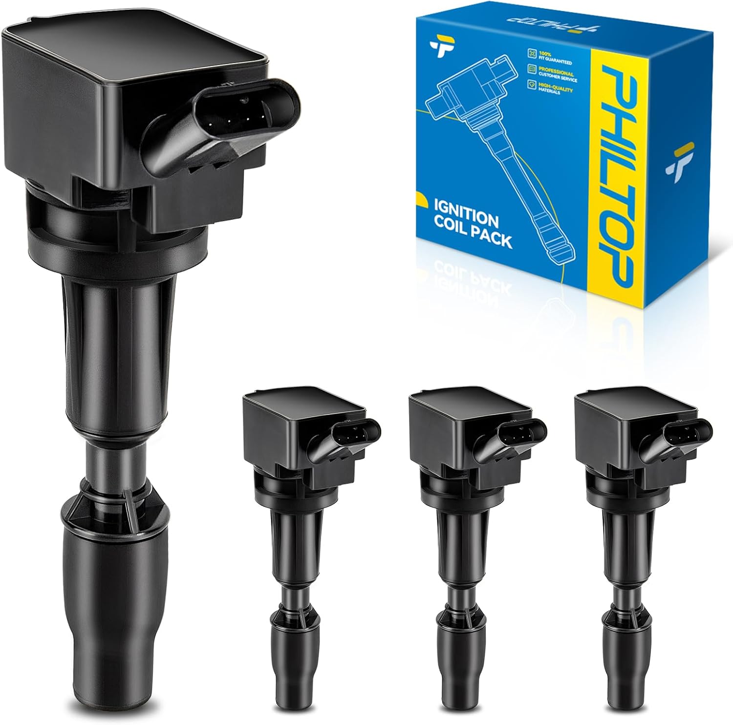 PHILTOP Ignition Coil Pack, UF764 Replacement for Hyundai Sonata 2015-2019, Santa Fe Sport 2016-2018, Tucson 2018-2020 & Kia Optima 2016-2020, Sorento, Sportage, Rondo Ignition Coil Set of 4