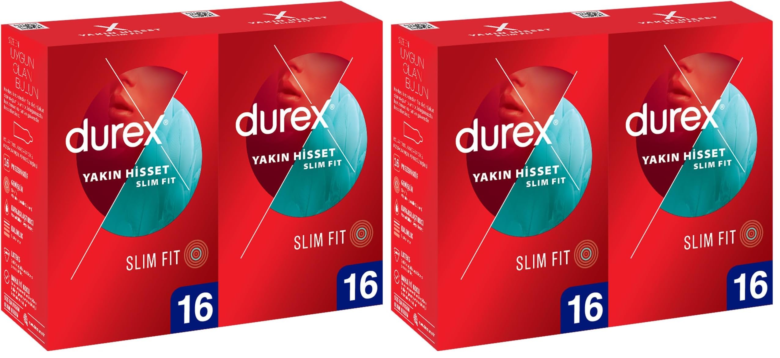 Durex Yakın Hisset Slim Fit 32'li Prezervatif (2 paketi)