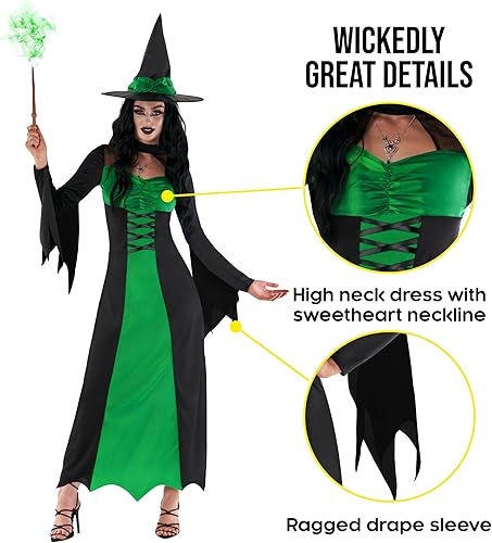 Miniatura 3 de Disfraz de bruja Morph para mujer (3 colores), disfraz de bruja malvada, disfraz de bruja para adultos, disfraz de bruja para mujer de Halloween