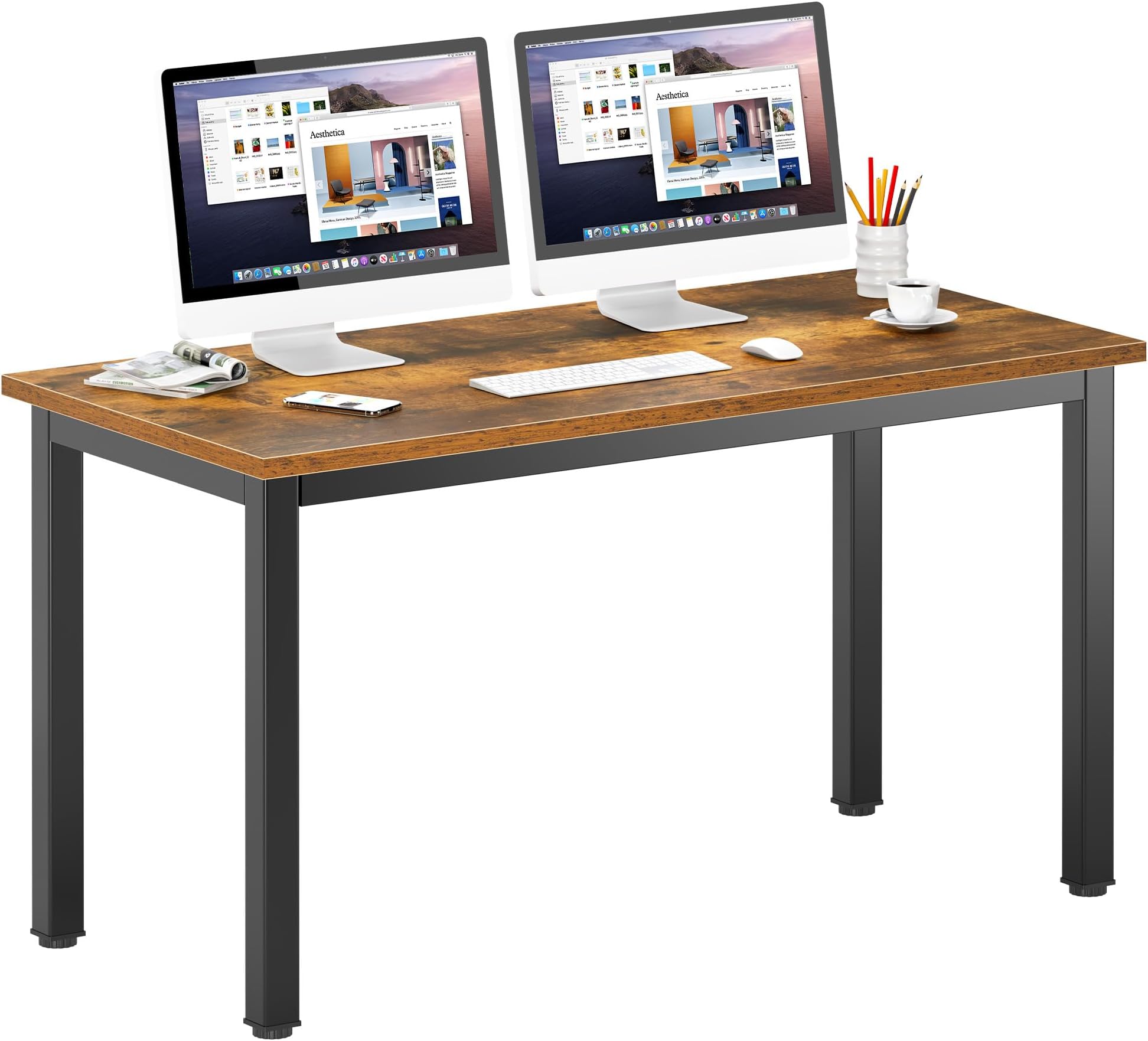 DlandHome55inches Computer Desk Home Office Table Writing Desk Study Table Gaming Desk Worstation, Retro