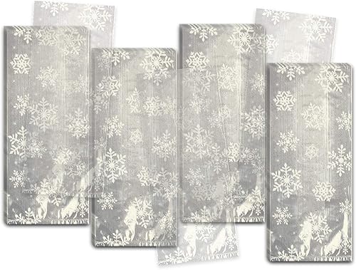 Amscan 40 bolsas de fiesta de copos de nieve festivos de violonchelo de 9-12 x 4 x 2-14, pequeñas, transparenteblanco