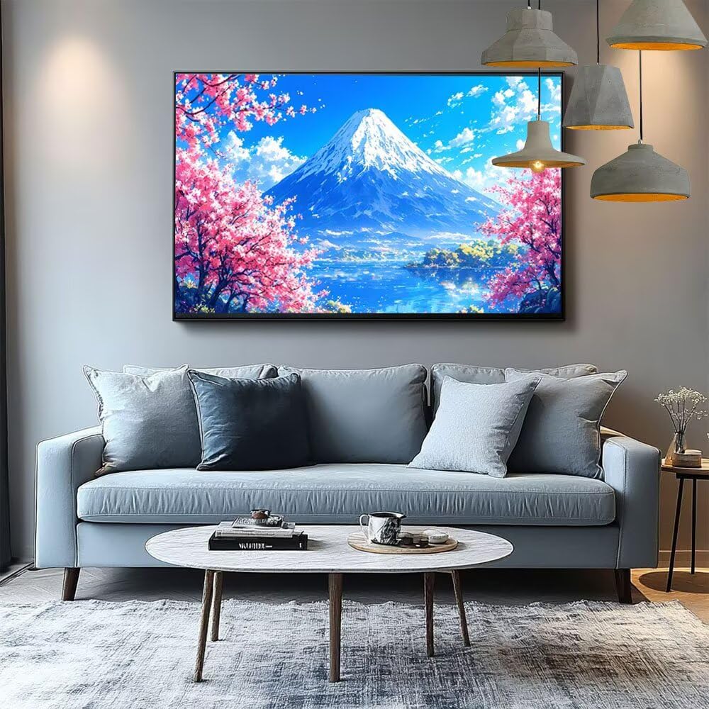 Japonia diamentowe malowanie góra Fuji DIY diamentowe zestawy artystyczne, kropka malarstwo haft ścieg krzyżykowy dla dorosłych początkujących i dzieci odpowiednie prezenty do domu dekoracja ścienna