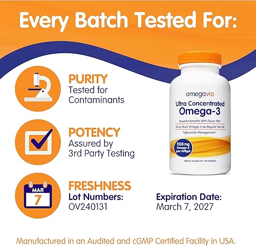 Miniatura 6 de Aceite de Pescado Omegavia pharma-grade inodorosin eructos 003onzas Omega-3Alta Omega-3por píldora 60