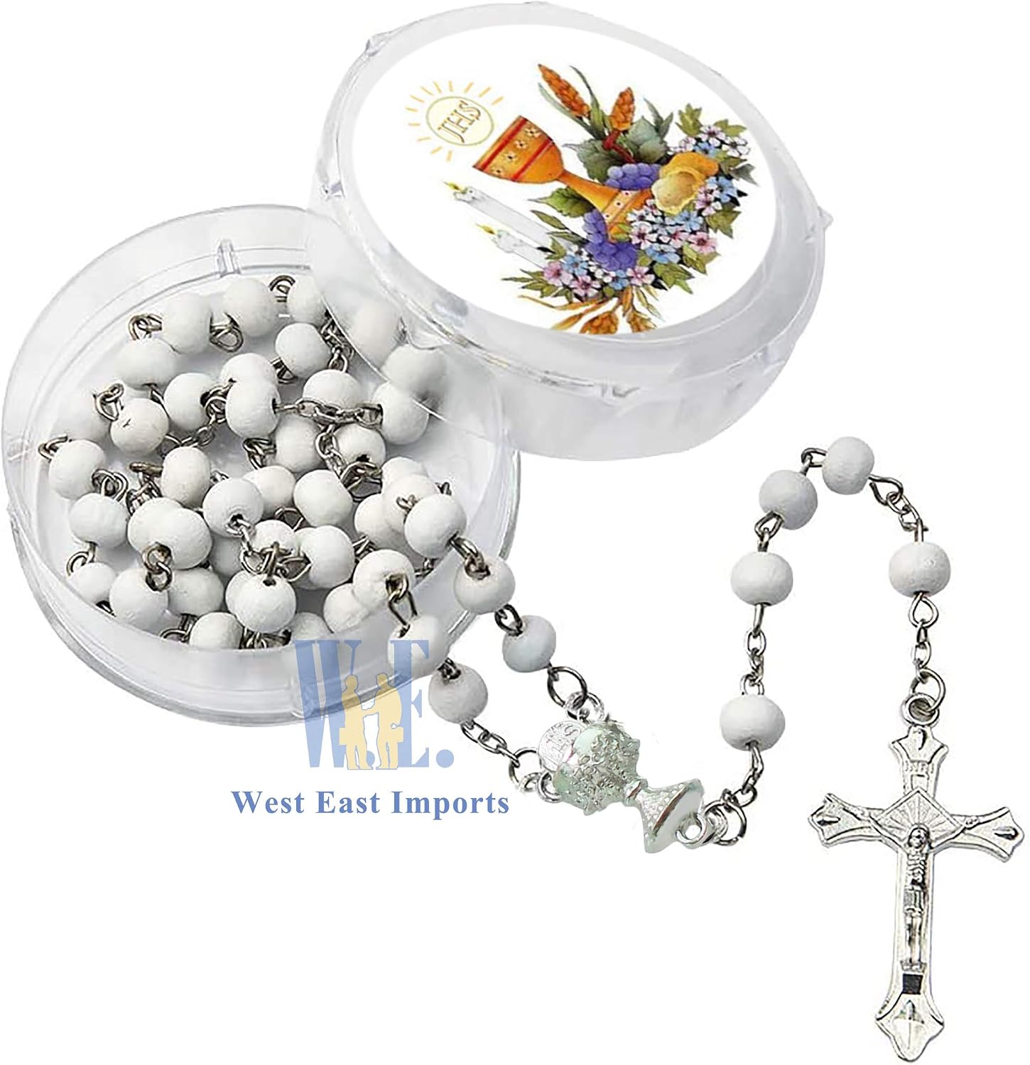 12 PCS White Scented Wood Rosary Favors First Communion Recuerdos