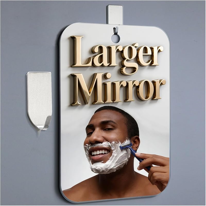 Espelho retangular de acrílico NKJVE para banheiro, removível e montagem na parede, 27,94 x 20,32 cm, 1 unidade