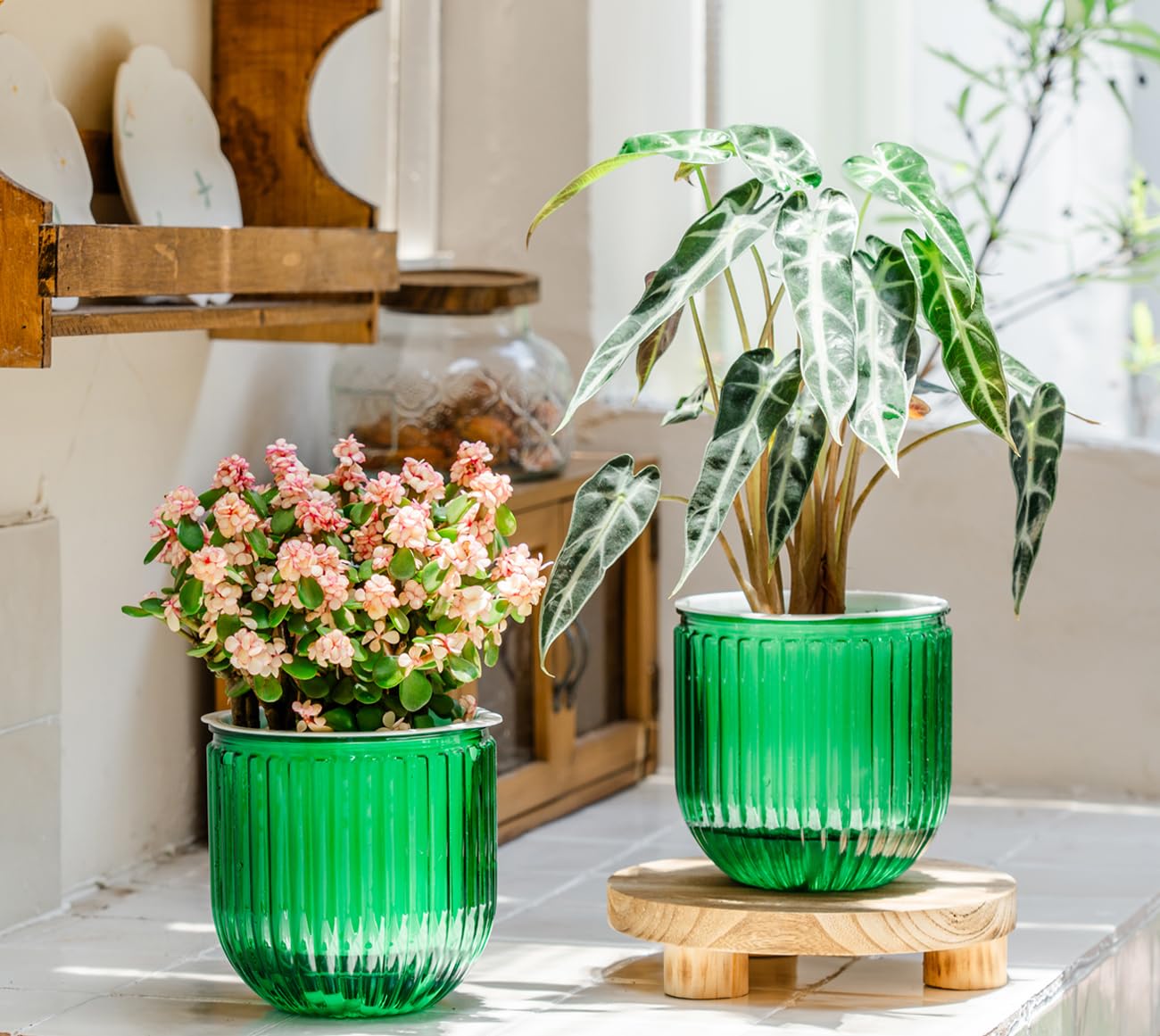 Calvalor 13.5cm 2er Set hängepflanzen Topf Hängeblumentöpfe aussen Hängeampel außen blumenampel hängend innen hängetopf für Pflanzen Hängetöpfe hängender blumentopf Garten