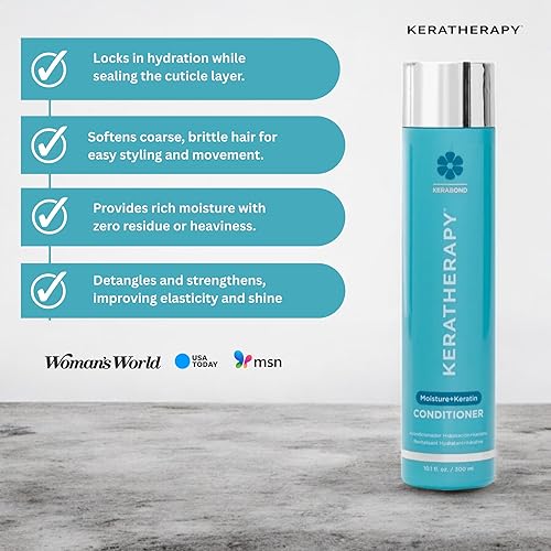 Vista 2 de KERATHERAPY Acondicionador de humedad con infusión de queratina, 10.1 fl. oz., 10.1 fl oz - Acondicionador hidratante e hidratante para cabello seco