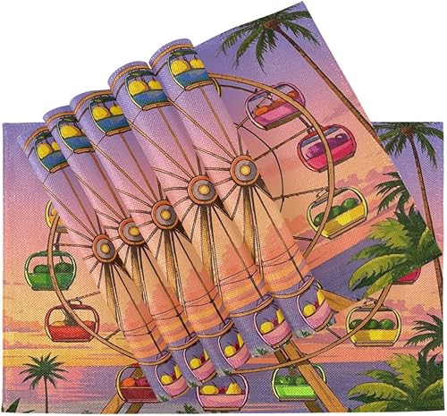 Miniatura 4 de Divertidos manteles individuales personalizados con diseño rústico para mesa de cocina, lavables, 6 unidades, 12 x 18 pulgadas, para mesa de comedor