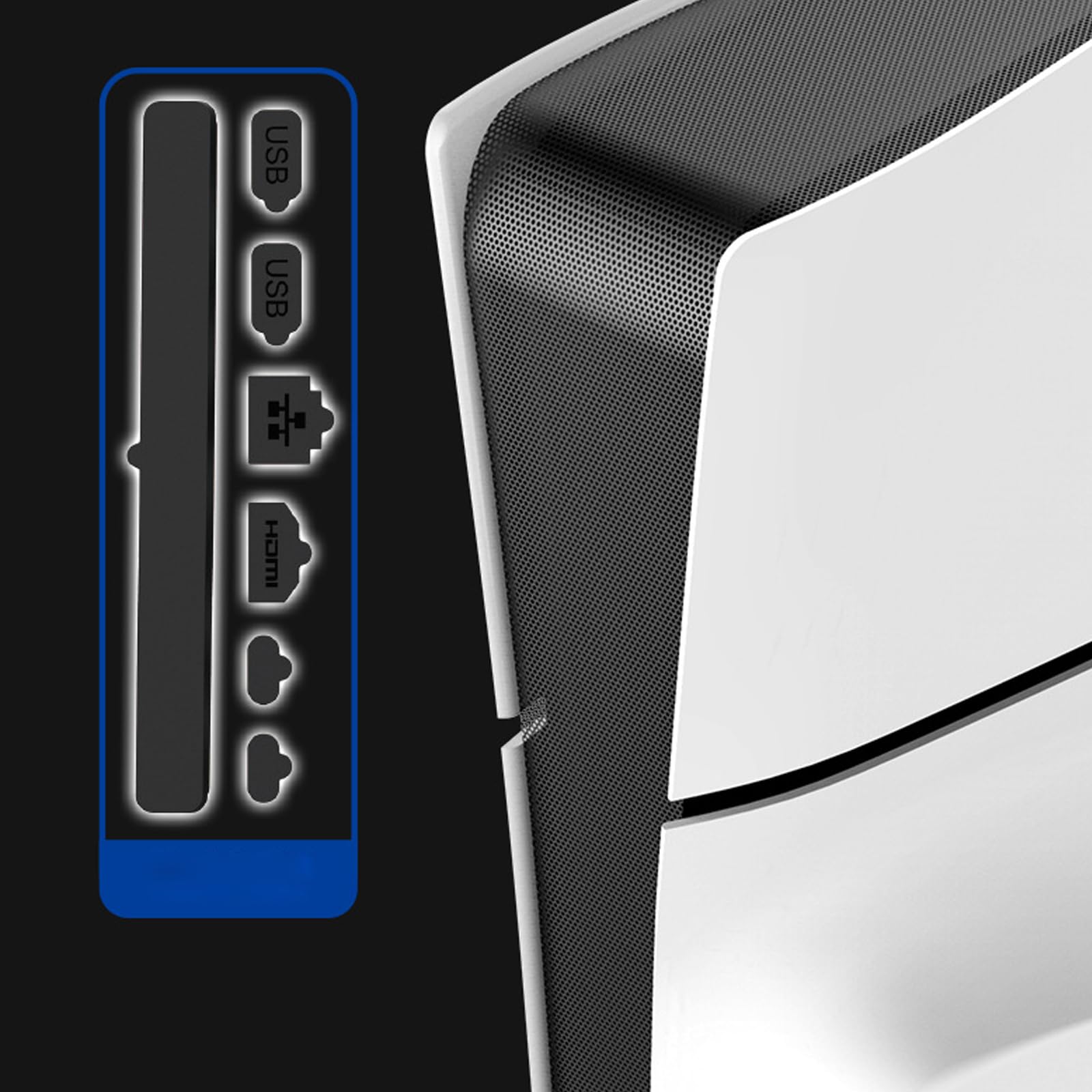 Red de cubierta antipolvo para consola PS5 Slim a prueba de polvo, accesorios de enchufe antipolvo compatible con versión de disco/versión digital