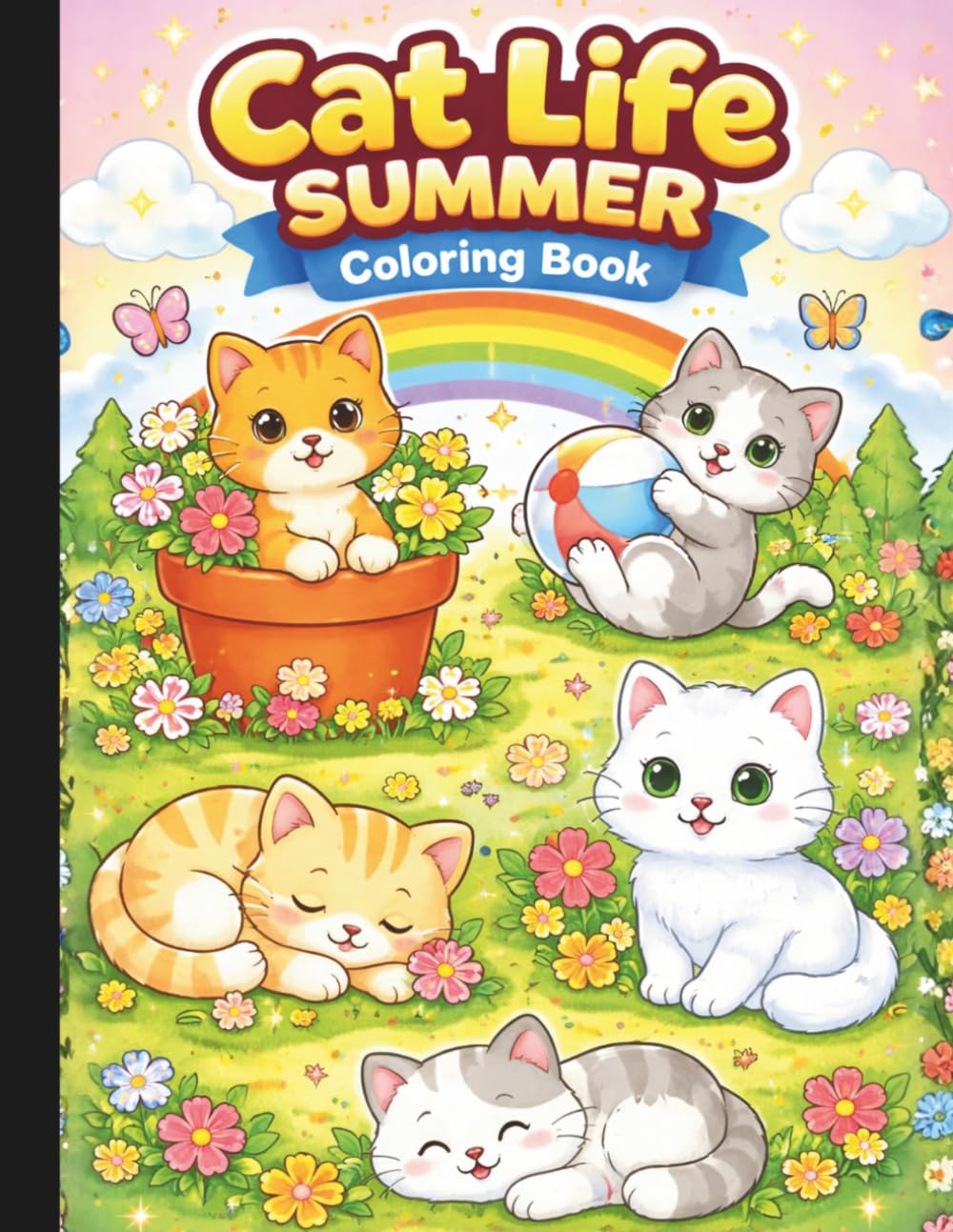 Cat Life Summer Coloring Book: Summertime Cats Coloring Book (Summer Fun For Everyone)
