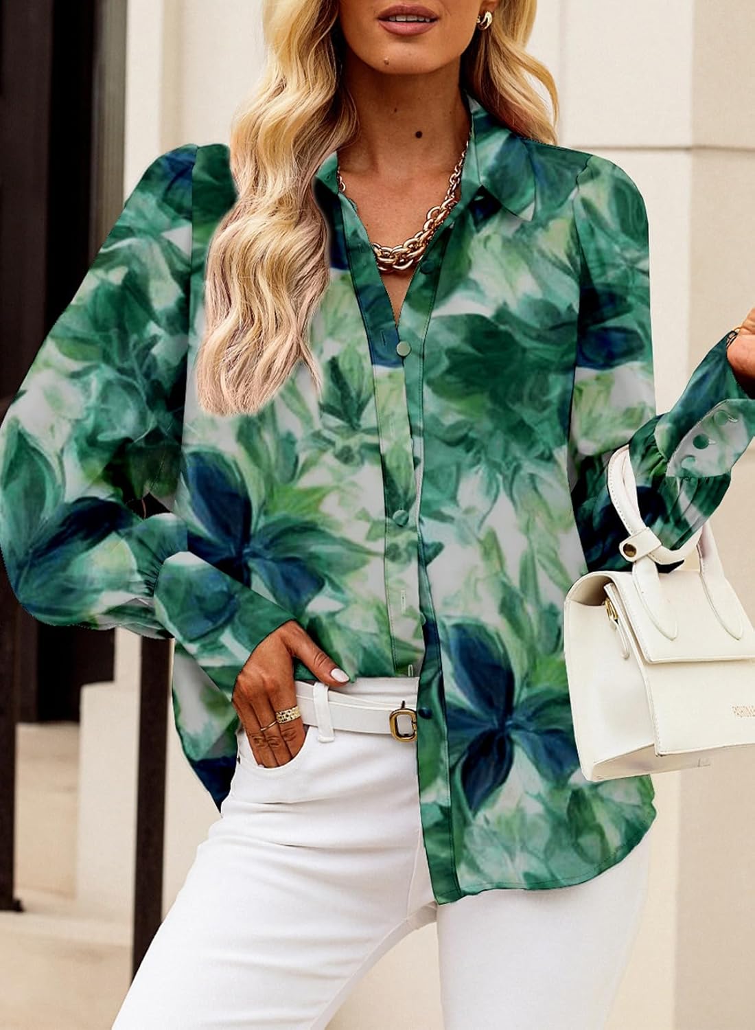 EVALESS Womens Tops Button Down Shirts Print Long Sleeve Blouses for Women Fashion 2026