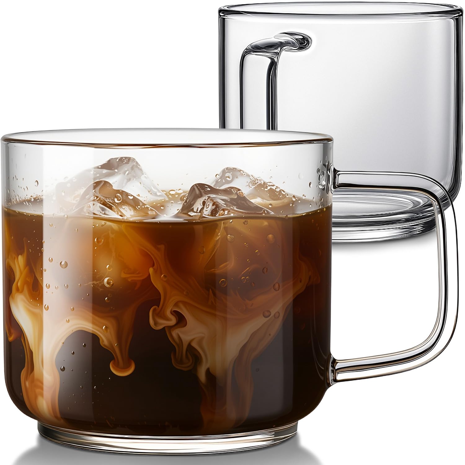 Aquach 18oz Glass Coffee Mugs Set of 2