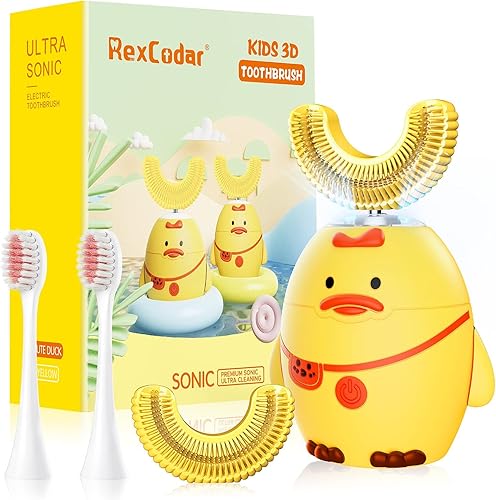 Miniatura 7 de RexCodar Kids Electric ToothbrushU Shaped Ultrasonic Automatic Toothbrush IPX7 Waterproof Toothbrush with 5 Smart Modes Cartoon DuckAges 6-12
