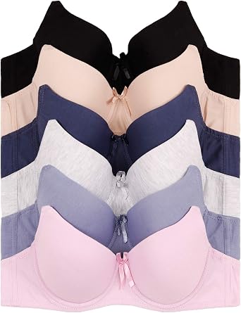 Womens Basic Plain Bras Packs of 6 - Various Styles 32B, 208