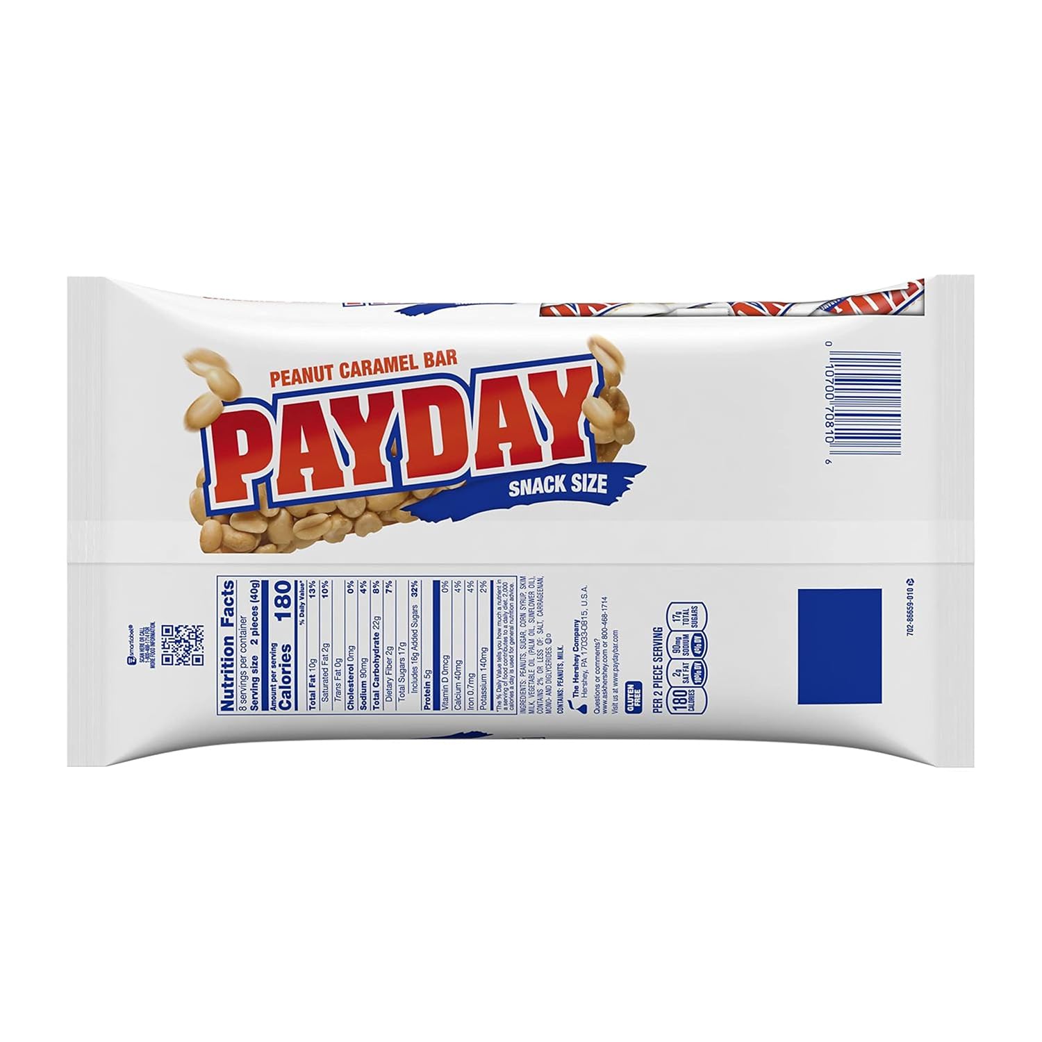 Payday Peanut Caramel Snack Size Candy Bars, 11.6 Oz