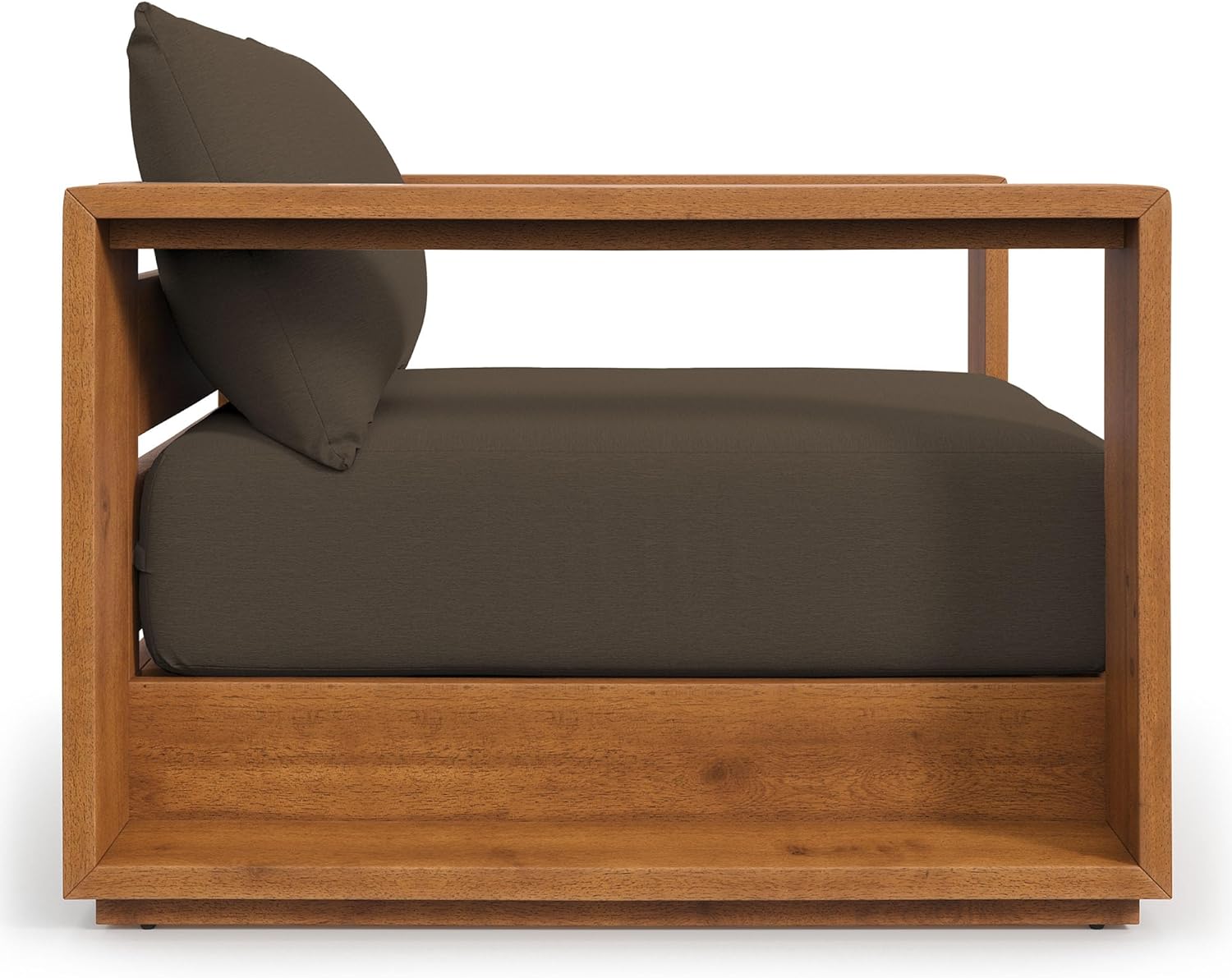 Modway Tahoe Acacia Wood Outdoor Patio Chair in Natural Cocoa with Weather-Resistant Cushions - Ideal as Club Chair or Outdoor Dining Chair