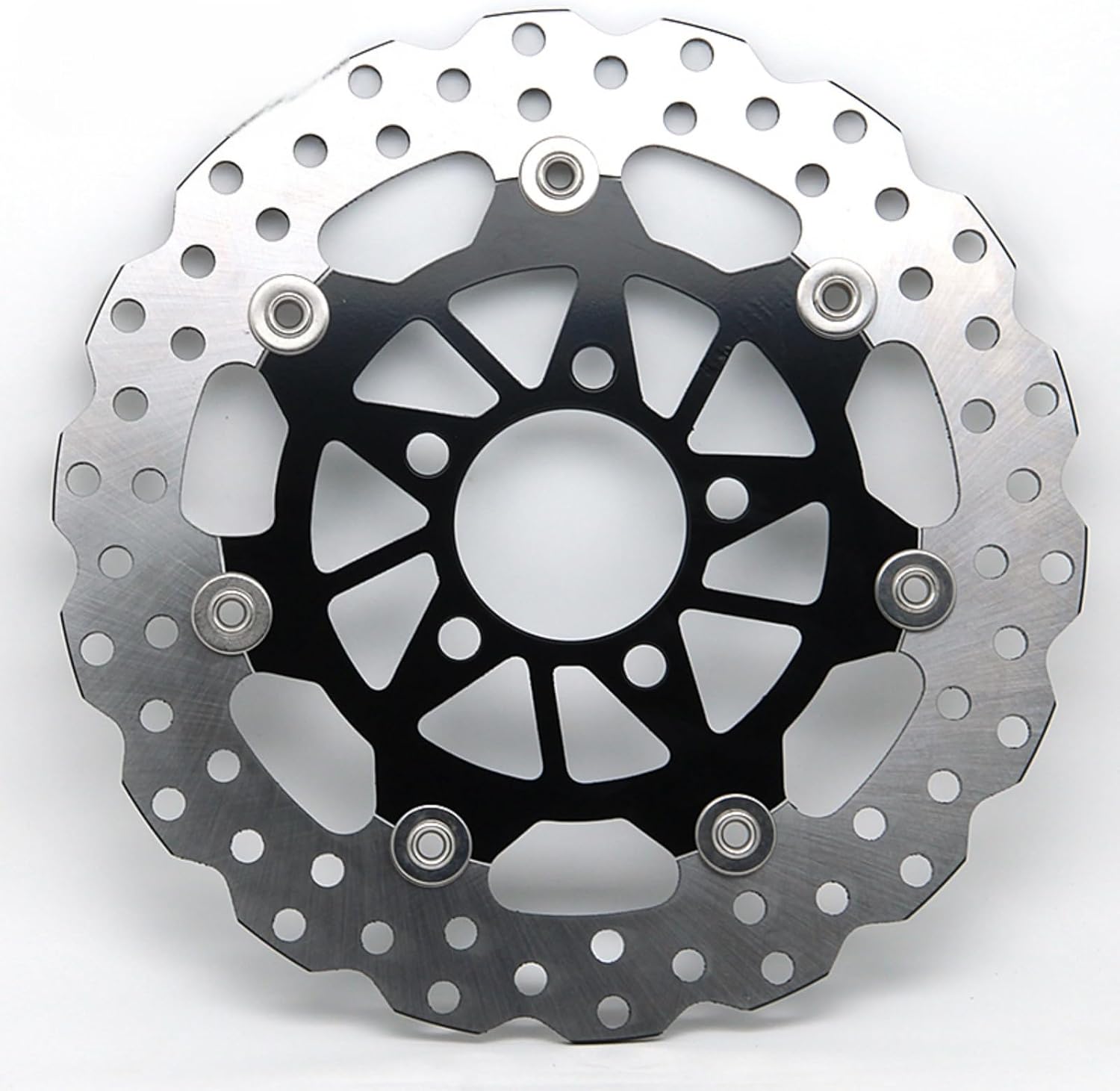 260mm Motorcycle Front Floating Brake Disc Rotor, 10.24" Diameter Drilled Stainless Steel - Compatible with Kym co Kym/co Xciting L300 / Downtown 300i 2018